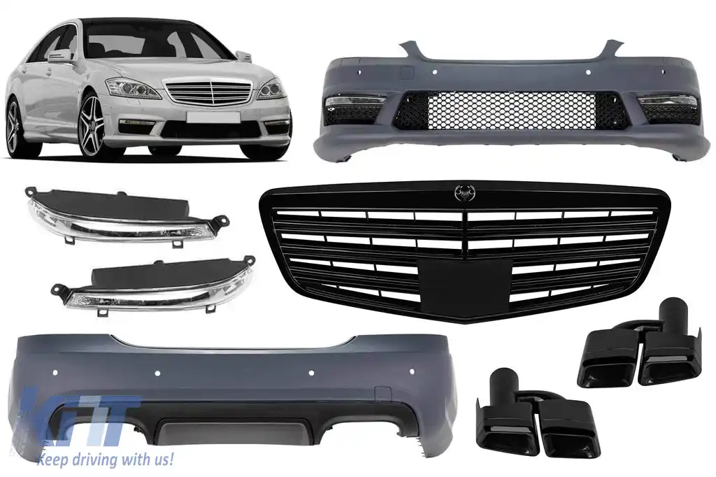 image-21-Un pachet de design tip S63 potrivit pentru Mercedes S-Class W221 2006-2013 pentru ampatamente scurt și lung, fără praguri