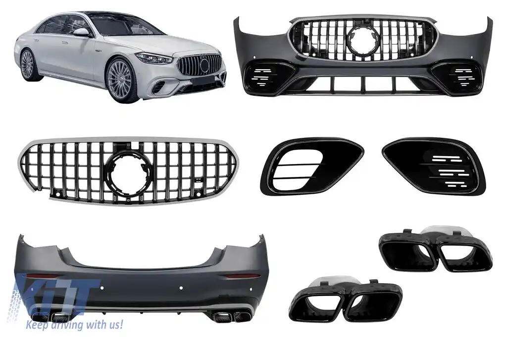 Un pachet de design tip S63 potrivit pentru Mercedes S-Class W223 după 2020 cu elemente din crom fumuriu
