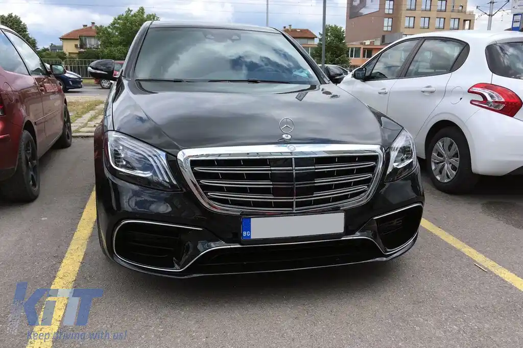 Un pachet de design tip S63 potrivit pentru Mercedes S-Class W222 2017-2020, cu faruri, stopuri, praguri laterale pentru ampatament lung-image-6235966