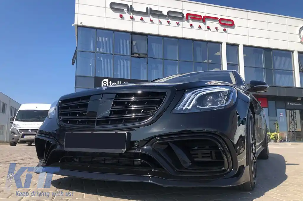 Un pachet de design tip S63 potrivit pentru Mercedes S-Class W222 2017-2020, cu faruri, stopuri, praguri laterale pentru ampatament lung-image-6235971