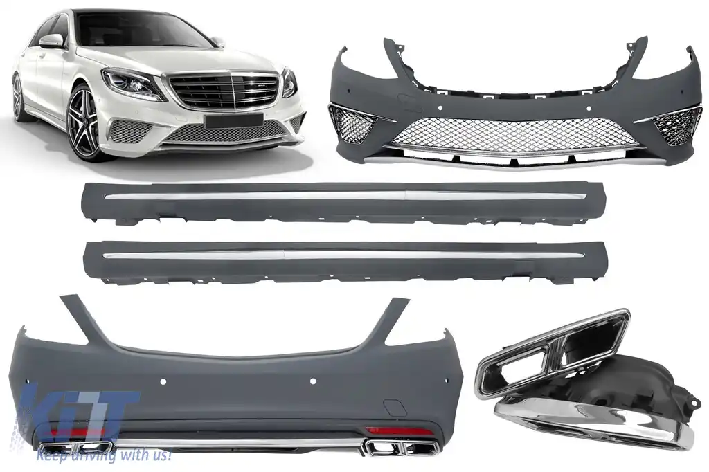Un pachet de design tip S65 potrivit pentru Mercedes S-Class W222 2013-2017, cu praguri pentru bază lungă
