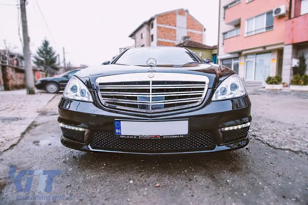 Un pachet de design tip S65 potrivit pentru Mercedes S-Class W221 cu ampatament lung 2006-2013, cu praguri laterale-image-6237525