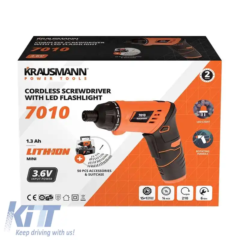 Șurubelniță fără fir cu lanternă LED 3.6V Krausmann 7010-image-6309916