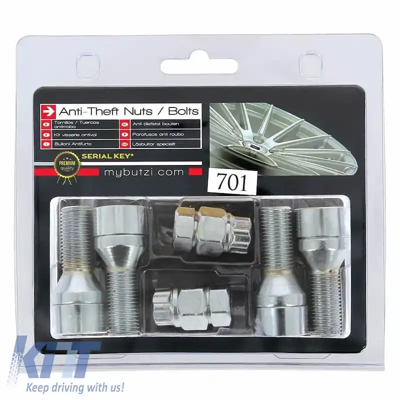 Șuruburi / Piulițe Antifurt Butzi Kit Premium 6 buc Cu Unelte Cheie Unică Tip-FF M14x1.50 L28 T17-image-6294833