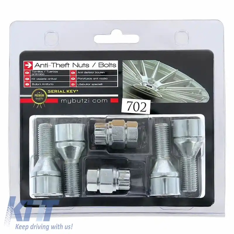 Șuruburi / Piulițe Antifurt Butzi Kit Premium 6 bucăți Cu Un Instrument Cheie Unic Tip-EE M12x1.5 L26 T17-image-6294838