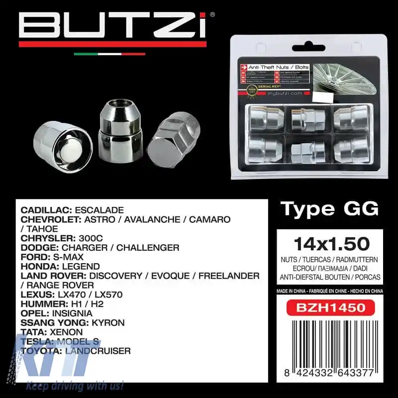 Șuruburi / Piulițe Antifurt Butzi Kit Premium 6 bucăți Cu Unelte Cheie Unică Tip-GG M14x1.50 T19/21-image-6294845