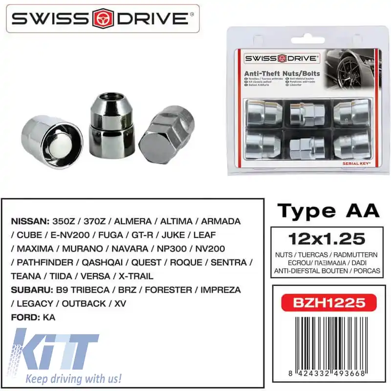Șuruburi / Piulițe Antifurt Butzi Kit Premium 6 bucăți Cu Unelte Cheie Unică Tip-AA M12x1.25-image-6294865