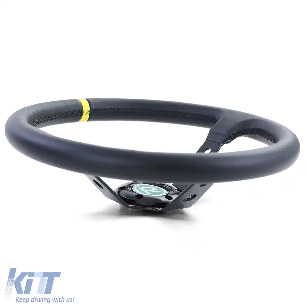 Volan sport dished TIP 1 din piele naturală neagră 350mm potrivit pentru Momo Sparco-image-6196287