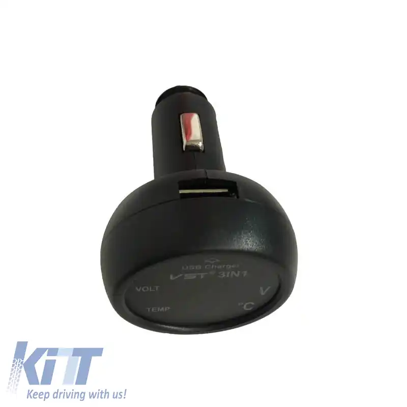 Voltmeter termometru încărcător USB 3in1 pentru mașină cu numere roșii și albastre 99103-image-6297505