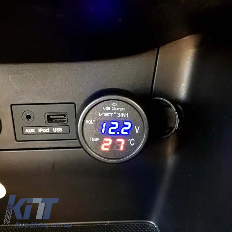 Voltmeter termometru încărcător USB 3in1 pentru mașină cu numere roșii și albastre 99103-image-6297512