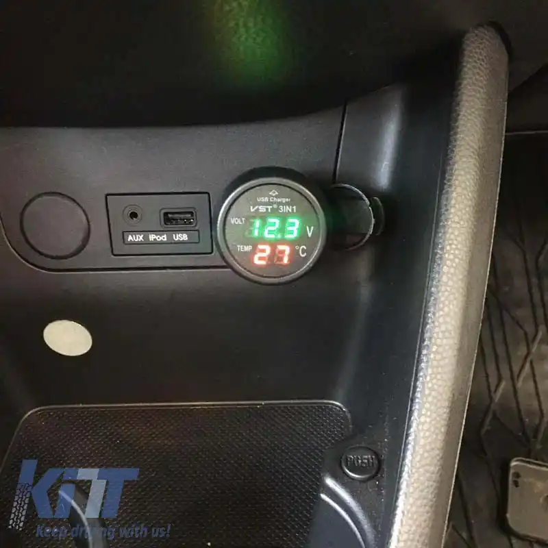 Voltmeter termometru încărcător USB 3in1 pentru mașină cu numere roșii și verzi 99162-image-6297518