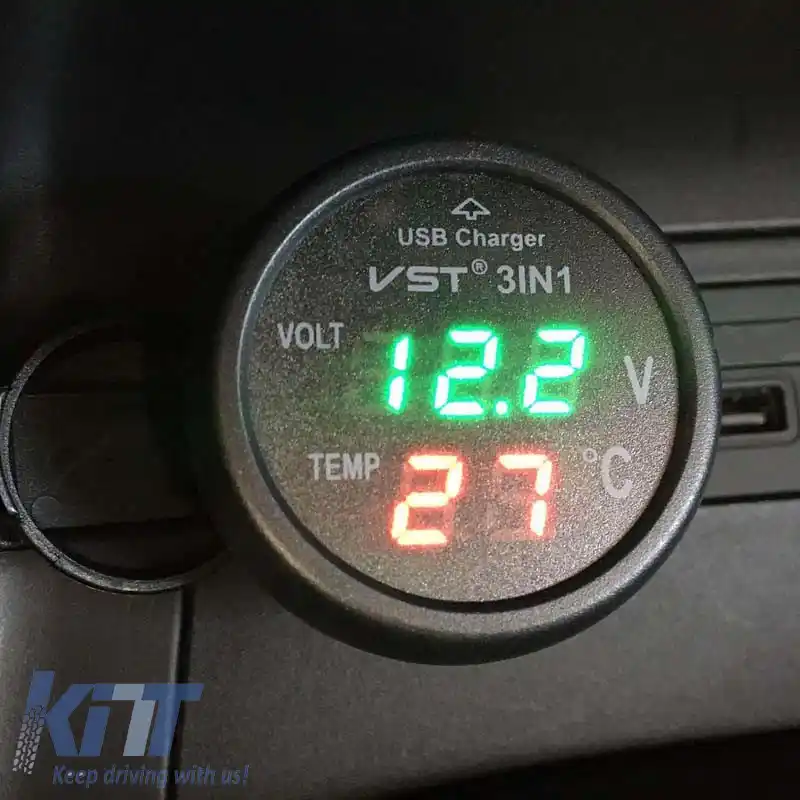Voltmeter termometru încărcător USB 3in1 pentru mașină cu numere roșii și verzi 99162-image-6297519