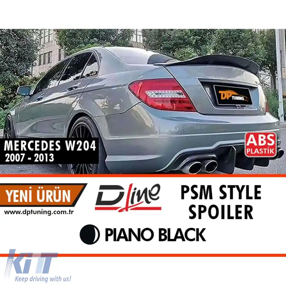 image-14-W204 PSM Spoiler spate pentru portbagaj Negru Pian ABS / 2007-2014