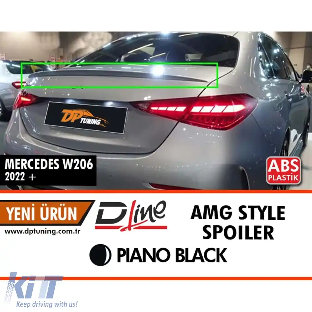 image-51-W206 A Stil de design spoiler spate negru pian ABS / 2021 după