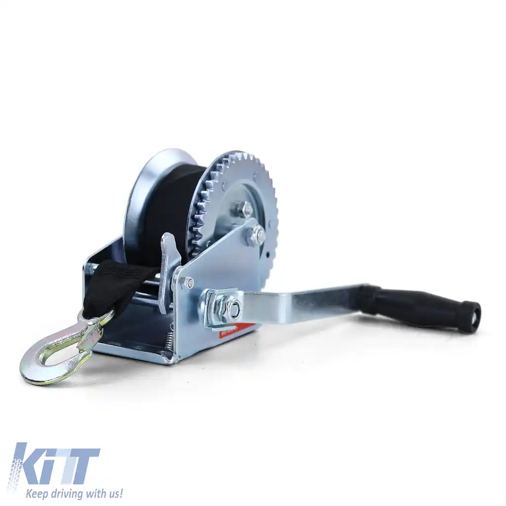 Winch manual pentru remorcă, cablu argintiu cu curea de 8 metri, 600 kg-image-6200969