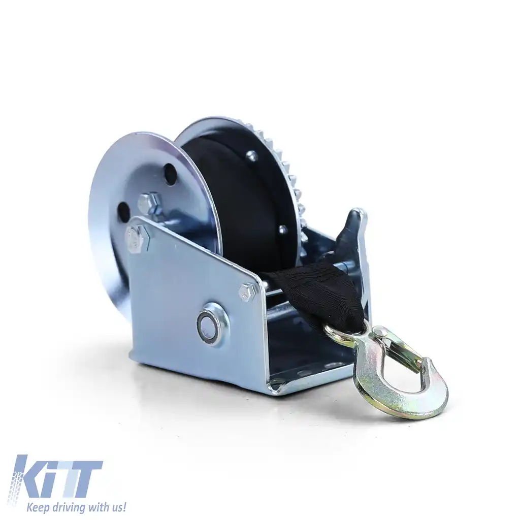 Winch manual pentru remorcă, cablu argintiu cu curea de 8 metri, 600 kg-image-6200970
