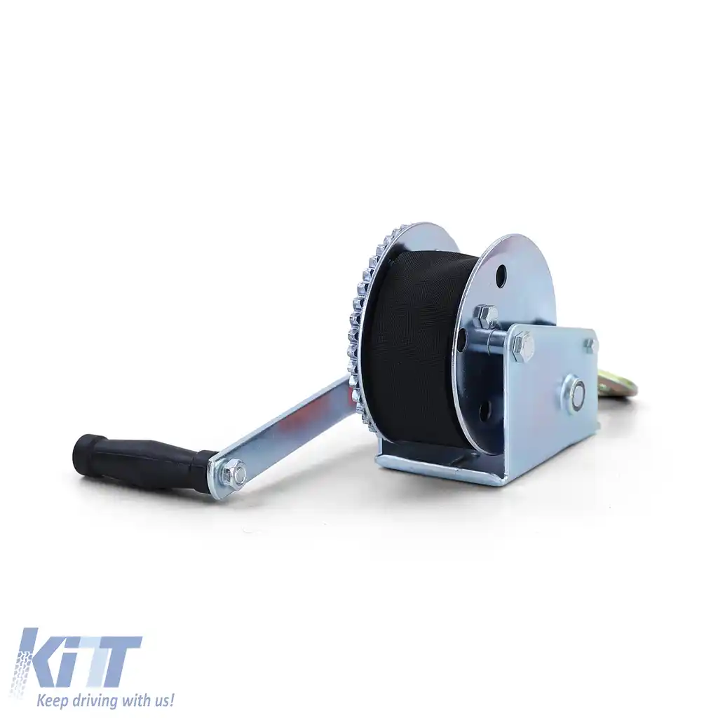 Winch manual pentru remorcă, cablu argintiu cu curea de 8 metri, 600 kg-image-6200971