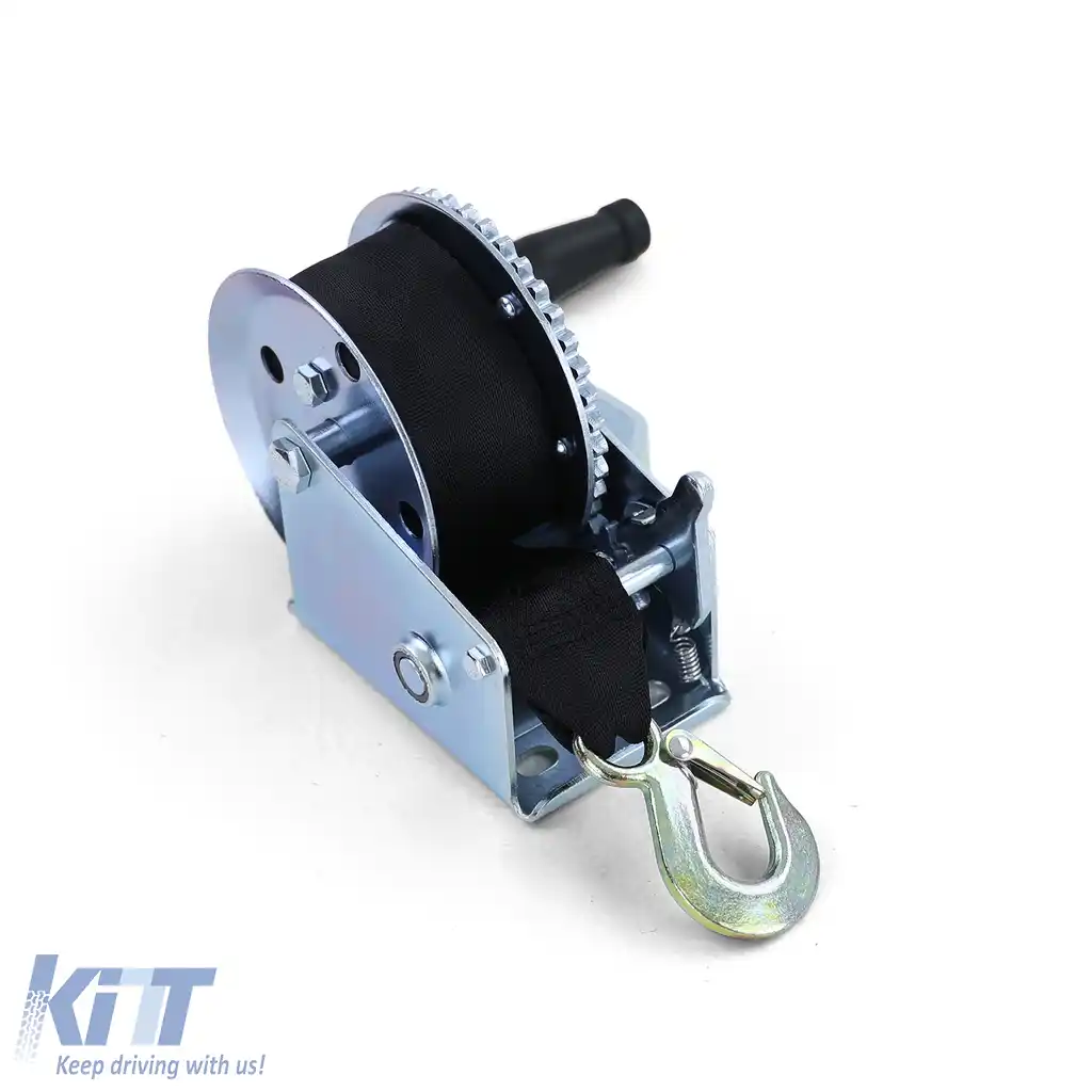 Winch manual pentru remorcă, cablu argintiu cu curea de 8 metri, 600 kg-image-6200972