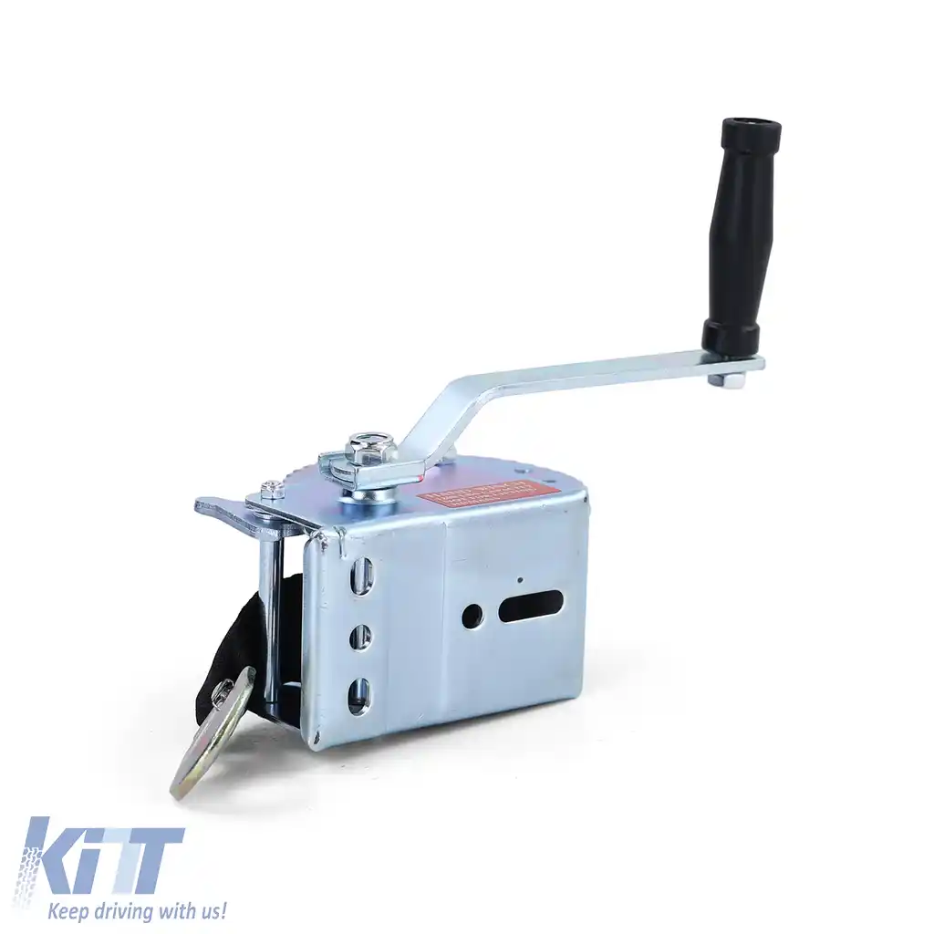 Winch manual pentru remorcă, cablu argintiu cu curea de 8 metri, 600 kg-image-6200973