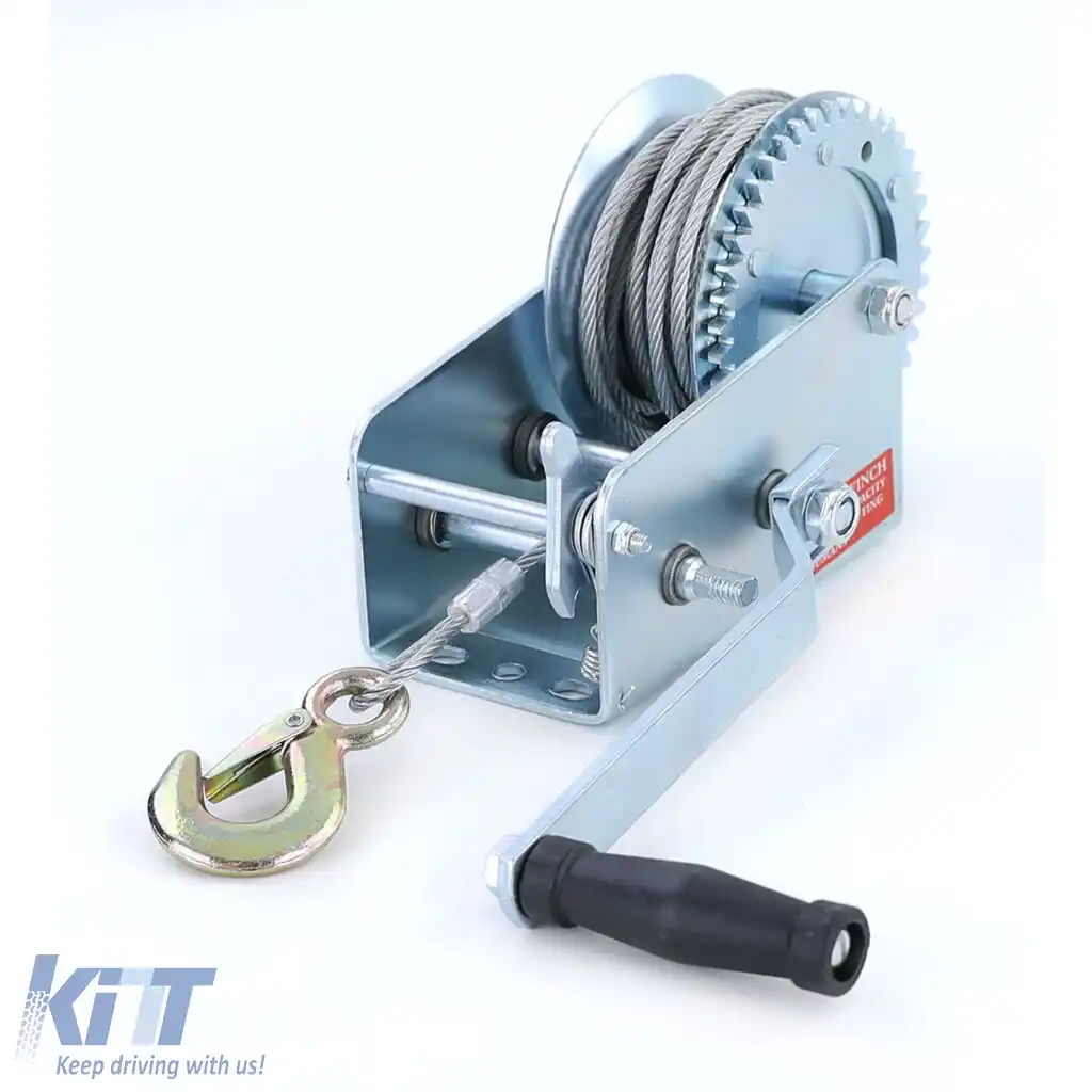 image-44-Winch manual pentru remorcă, cablu de oțel argintiu de 10 metri, 900 kg