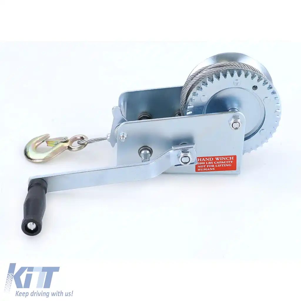 Winch manual pentru remorcă, cablu de oțel argintiu de 10 metri, 900 kg-image-6203045