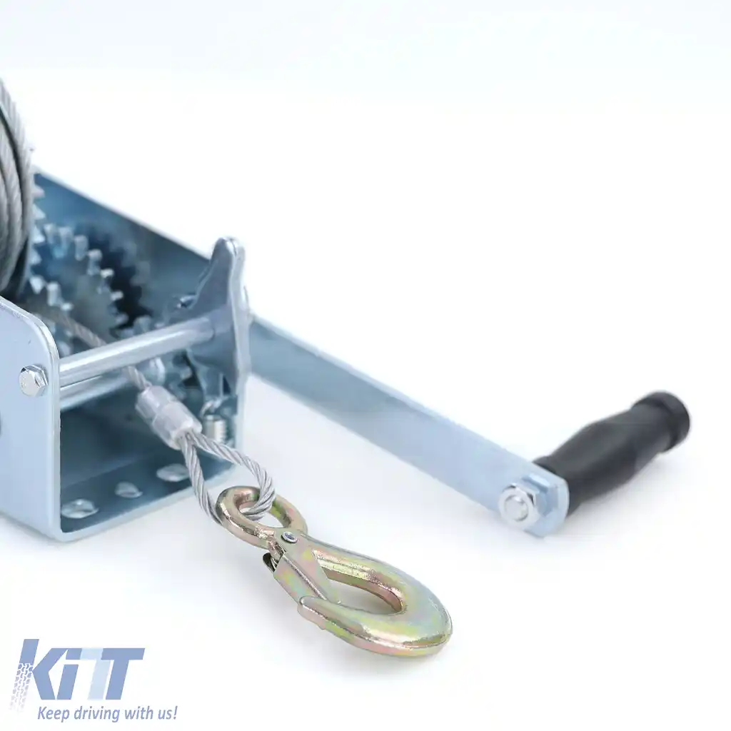 Winch manual pentru remorcă, cablu de oțel argintiu de 10 metri, 900 kg-image-6203047