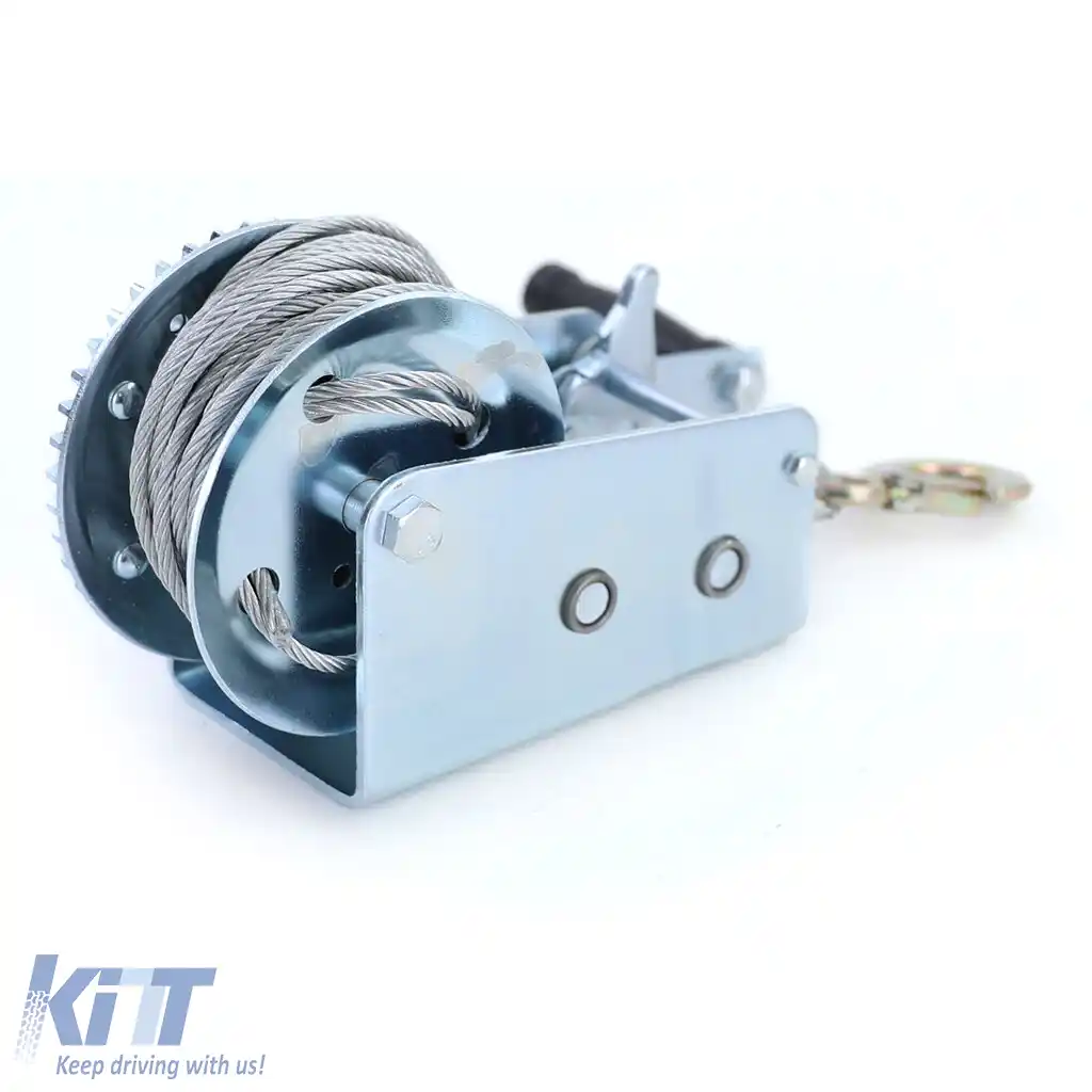 Winch manual pentru remorcă, cablu de oțel argintiu de 10 metri, 900 kg-image-6203048