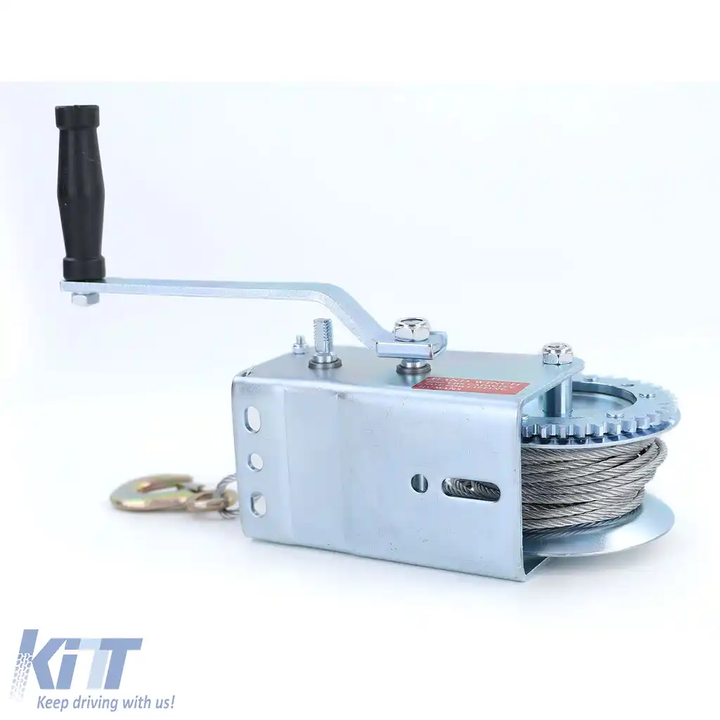 Winch manual pentru remorcă, cablu de oțel argintiu de 10 metri, 900 kg-image-6203049