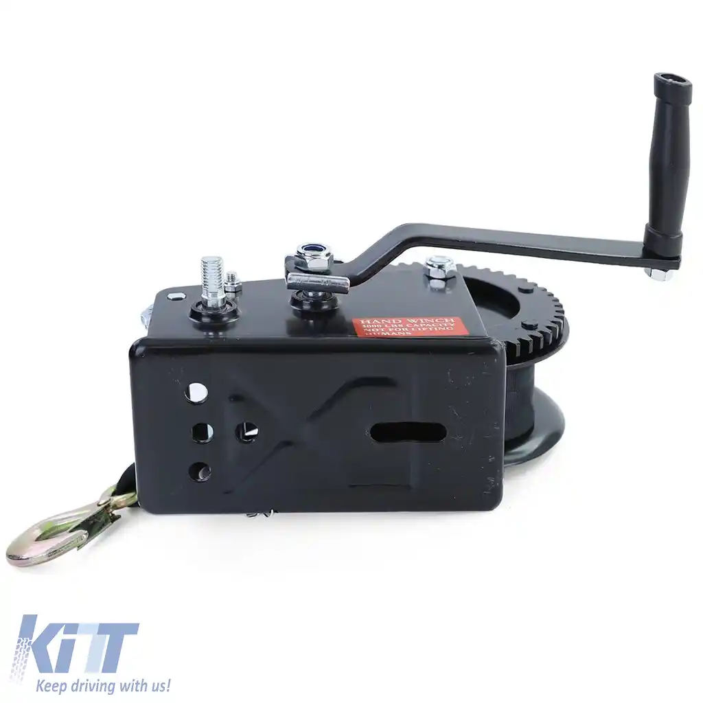 Winch manual premium cu curea 1500kg 8 metri negru, potrivit pentru remorcă auto-image-6200044